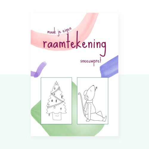 Raamtekening met stift - sneeuwpret