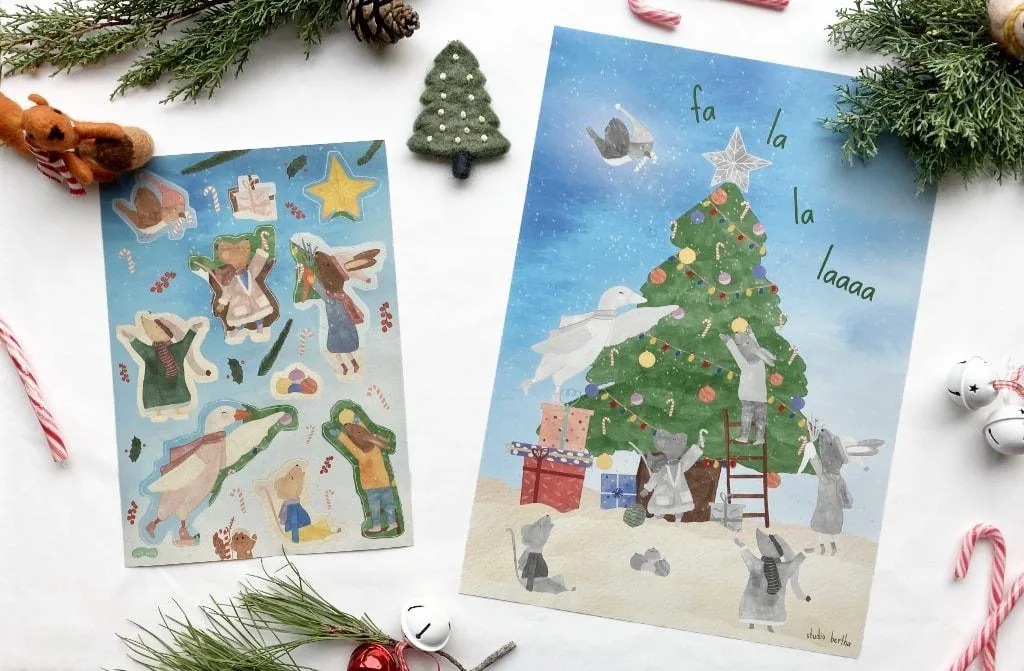 Aftelkalender Kerst A3 + stickervel A4 - Afbeelding 2