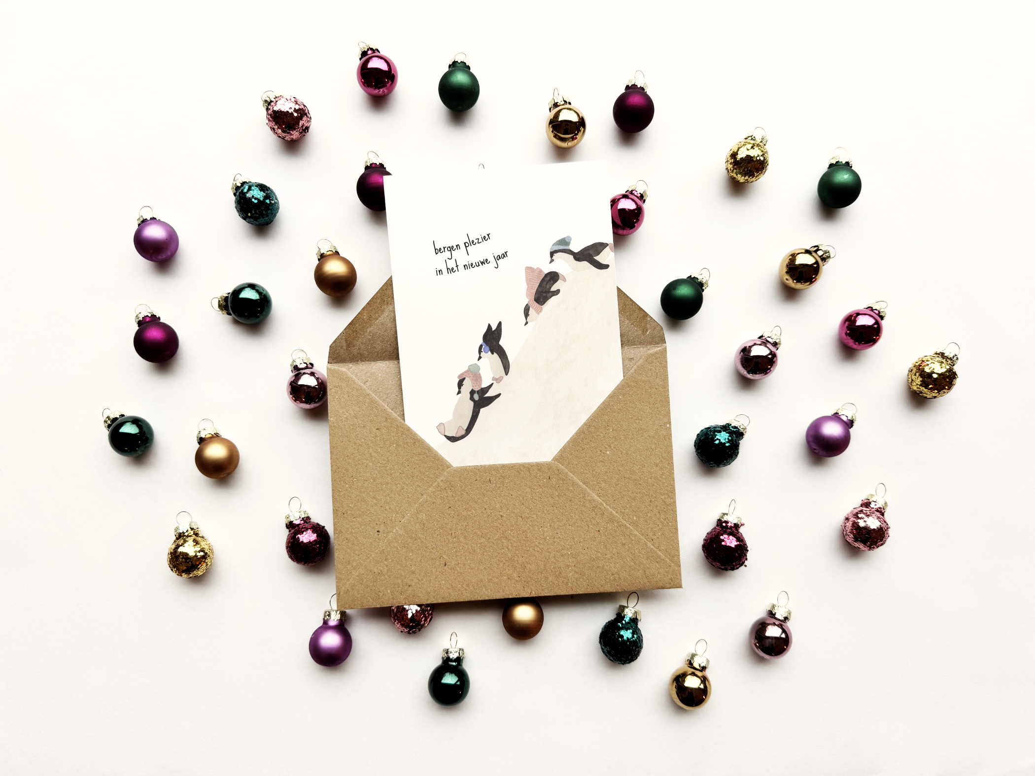 Dubbele wenskaart - bergen plezier in het nieuwe jaar - Afbeelding 2