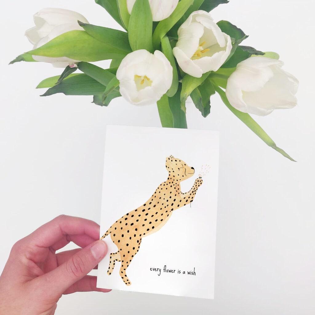 Postkaart – every flower is a wish
