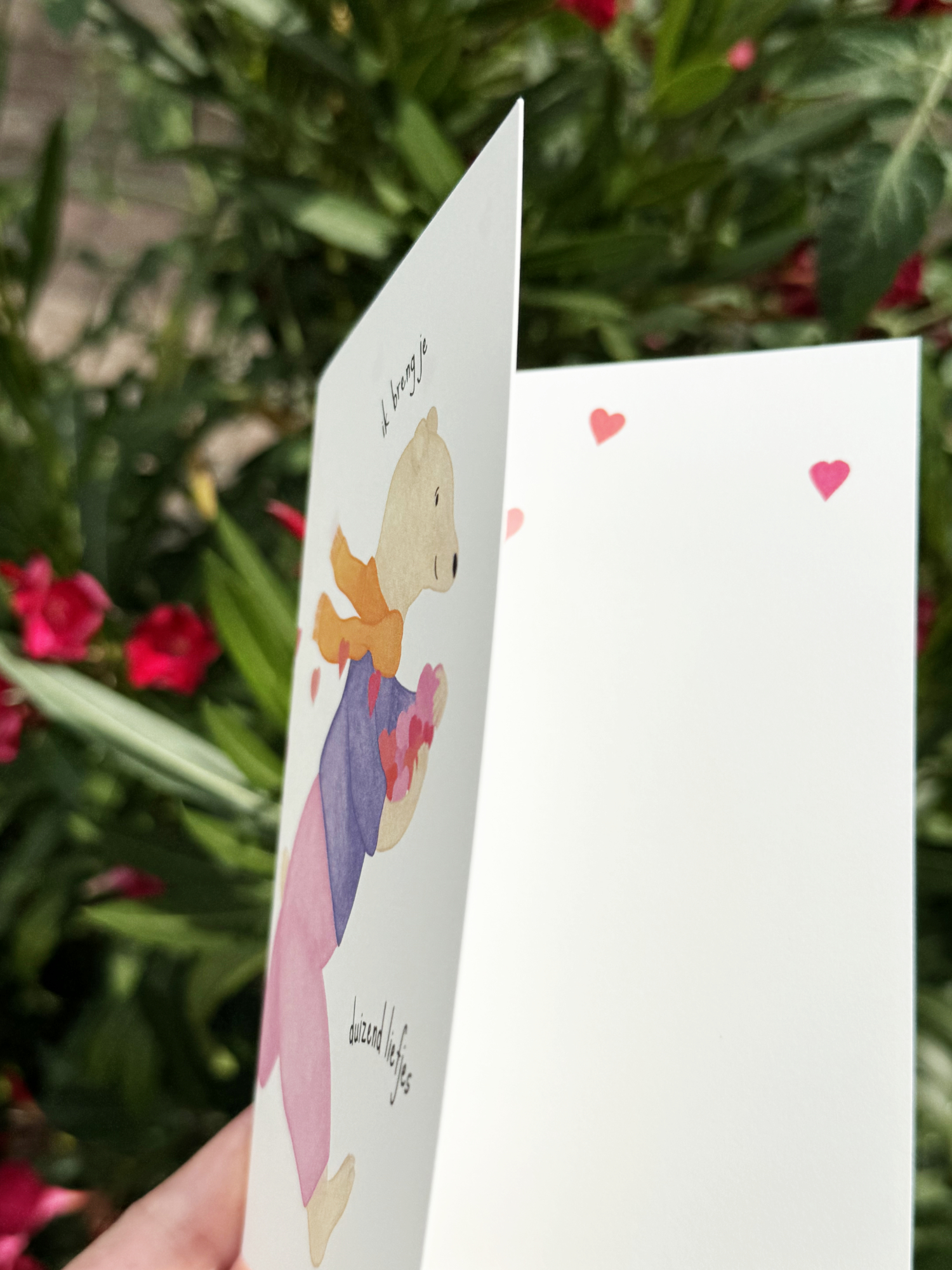 Dubbele wenskaart - ik breng je duizend liefjes - Afbeelding 3