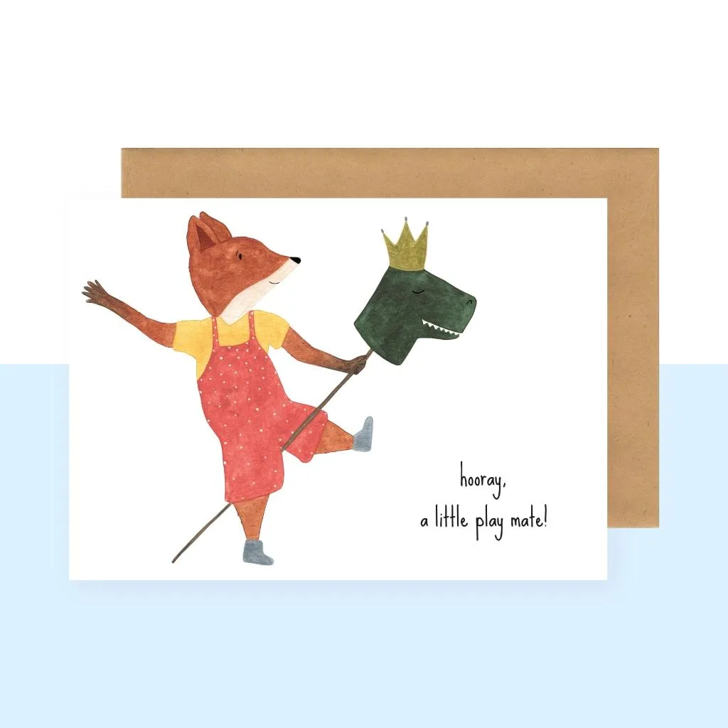 Postkaart - hooray, a little play mate