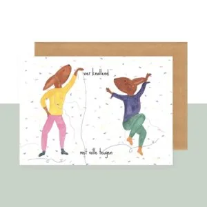 Postkaart - vier knallend - met volle teugen